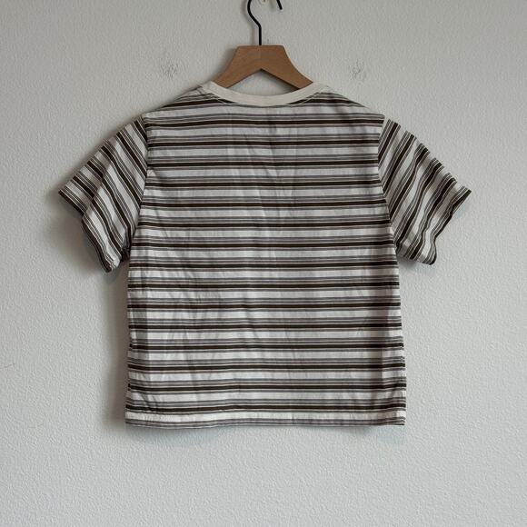 Dickies Striped Pocket Tee Skater Girl Brown White Relaxed Fit Boxy Top Gorpcore - Picture 6 of 6